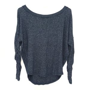 Aeropostale Live Love Dream Gray Scrunch Sleeve Off the Shoulder Sweater Small
